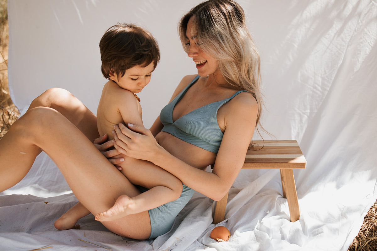 Organic Rib Bra (Lake Blue) – Grow Maternity