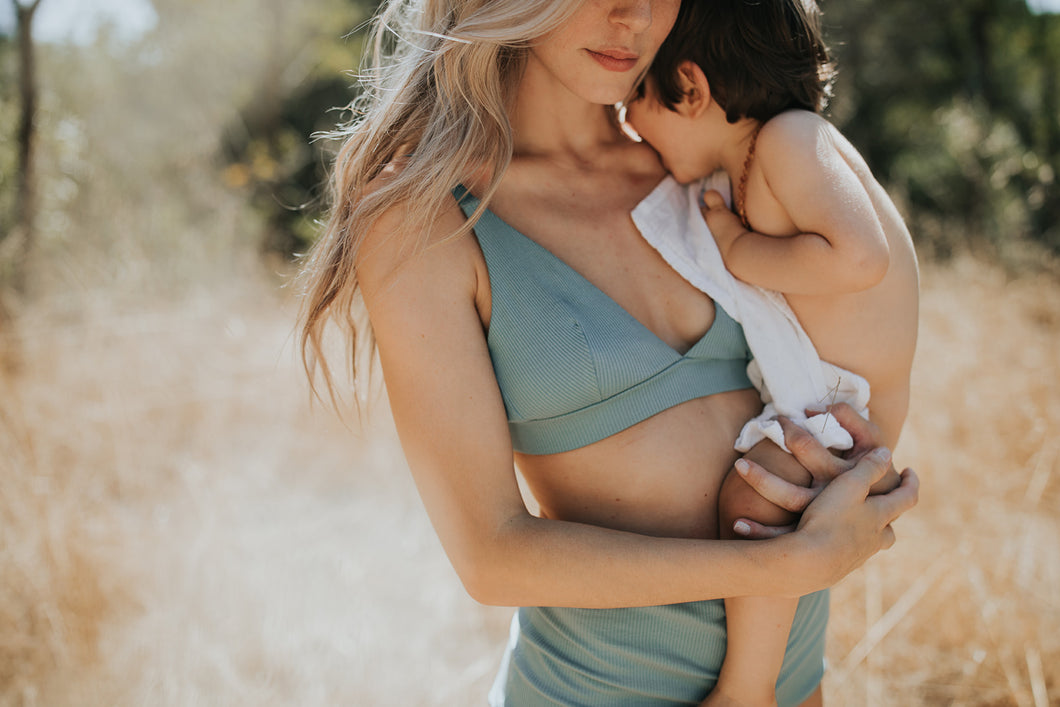 Organic Rib Bra (Lake Blue) – Grow Maternity